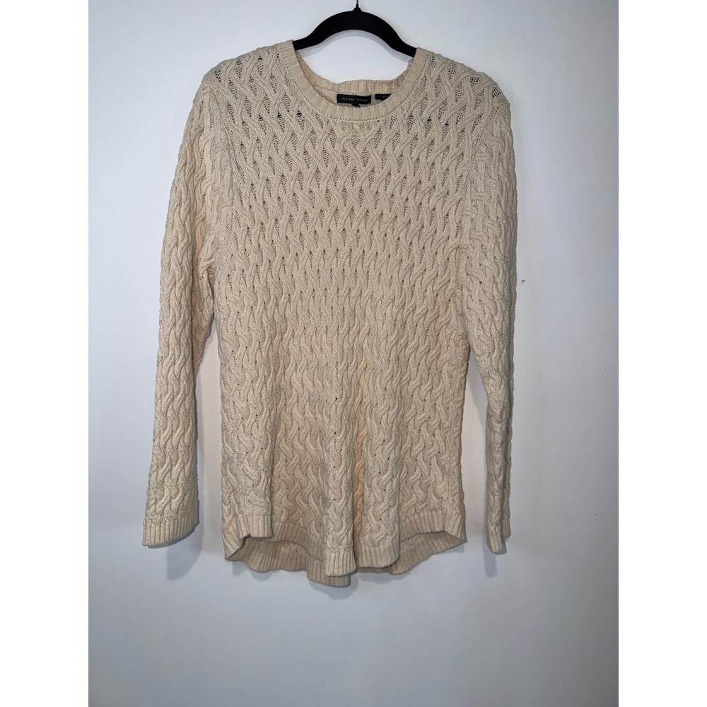 Cream Chunky Cable Knit Sweater Womens XXL 100% Cotton Grandmacore Cottagecore
